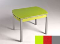 Logo Table hercule 105x60 - plateau vert - pieds argent - ceinture en bois laque rouge 1989_vert_argent_bl-rouge