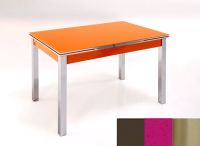 Logo Table mensa ext 135x80 - plateau moka - pieds inox - ceinture en bois laque magenta energy 2045_moka_inox_bl-magenta-energy