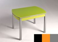 Logo Table hercule 105x60 - plateau noir - pieds argent - ceinture en bois laque orange cool 1989_noir_argent_bl-orange-cool