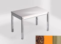 Logo Table mensa ext 110x70 - plateau mahogany - pieds inox - ceinture en bois laque orange cool 2321_mahogany_inox_bl-orange-cool