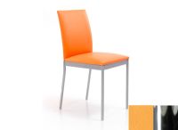 Logo Chaise violette - assise en vinyltech orange - pieds chrome 2302_vt-orange_chrome