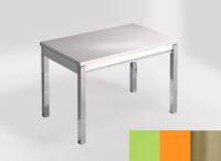Logo Table mensa ext 110x70 - plateau verde fun - pieds inox - ceinture en bois laque orange cool 2321_verde-fun_inox_bl-orange-cool