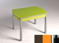 Logo Table hercule 130x80 - plateau moka - pieds chrome - ceinture en bois laque orange cool 2000_moka_chrome_bl-orange-cool