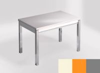 Logo Table mensa ext 110x70 - plateau haiku - pieds argent - ceinture en bois laque orange cool 2321_haiku_argent_bl-orange-cool