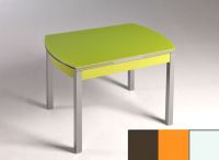 Logo Table hercule 130x80 - plateau moka - pieds blanc - ceinture en bois laque orange cool 2000_moka_blanc_bl-orange-cool