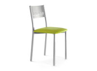 Logo Chaise narcisse - assise en vinyltech marron brique - pieds argent 2633_vt-marron-brique_argent