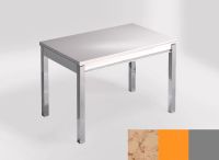 Logo Table mensa ext 100x60 - plateau nile - pieds argent - ceinture en bois laque orange cool 2320_nile_argent_bl-orange-cool