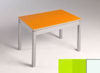 Logo Table mensa verre ext. melamin� 100x60 - plateau vert - pieds blanc - ceinture en bois laque vert 2869_vert_blanc_bl-vert