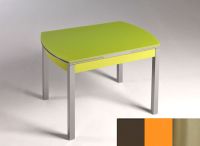Logo Table hercule 105x60 - plateau moka - pieds inox - ceinture en bois laque orange cool 1989_moka_inox_bl-orange-cool