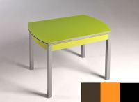 Logo Table hercule 105x60 - plateau moka - pieds noir - ceinture en bois laque orange cool 1989_moka_noir_bl-orange-cool