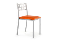 Logo Chaise marguerite - assise en vinyltech marron brique - pieds inox 2634_vt-marron-brique_inox