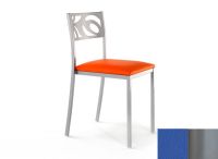 Logo Chaise anmone - assise en vinyltech bleu de france - pieds argent 2631_vt-bleu-de-france_argent