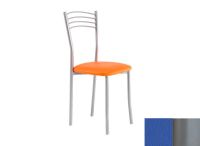 Logo Chaise camlia - assise en vinyltech bleu de france - pieds argent 1918_vt-bleu-de-france_argent