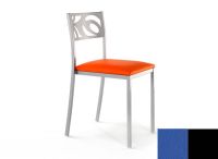 Logo Chaise anmone - assise en vinyltech bleu de france - pieds noir 2631_vt-bleu-de-france_noir