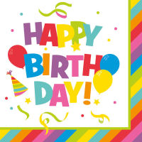 Logo Susy card serviettes � motif 'happy birthday', 330 x 330 mm 40011981