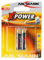 Logo Ansmann pile alcaline 'x-power', micro aaa, blister de 2 18005423