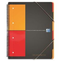Logo Oxford cahier organiserbook spirales 160 pages perfores 80g 5x5 21x31,8cm couverture polypro gris 043949