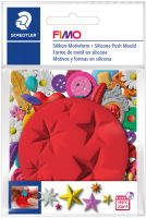 Logo Fimo forme de motif silicon 'stars', 6 motifs étoiles, rouge 57890200