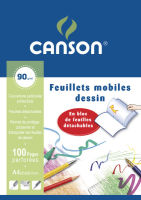 Logo Canson feuillets mobiles � dessin, en bloc, uni, blanc 5299118